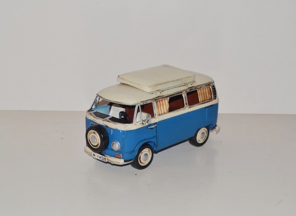 VW Bus Campingbus Modell T2 Bulli mit aufklappbaren Dach Blechmodell  Automodell Modellauto Sammler Deko Vitrine Blechauto Geschenkidee
